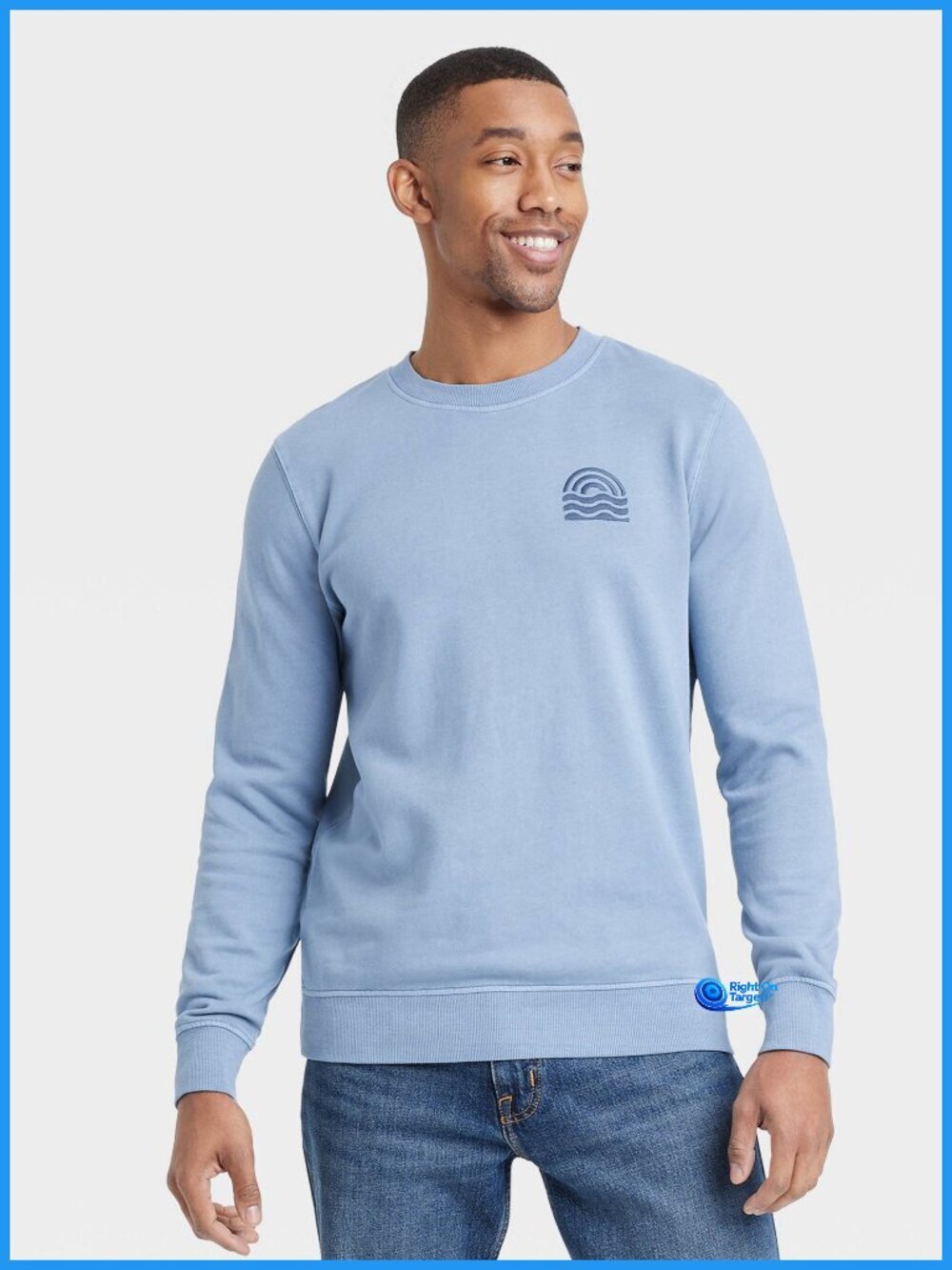 Medium - Mens French Terry Crewneck Pullover Sweatshirt - Goodfellow Co - Blue